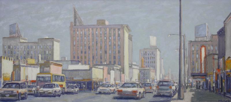 Mark Horton Busy City Street at Mid Day 26 x 58 