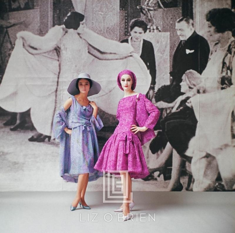 Mark Shaw 1920 s Backdrop Two Models Blue and Pink by Dior 1961