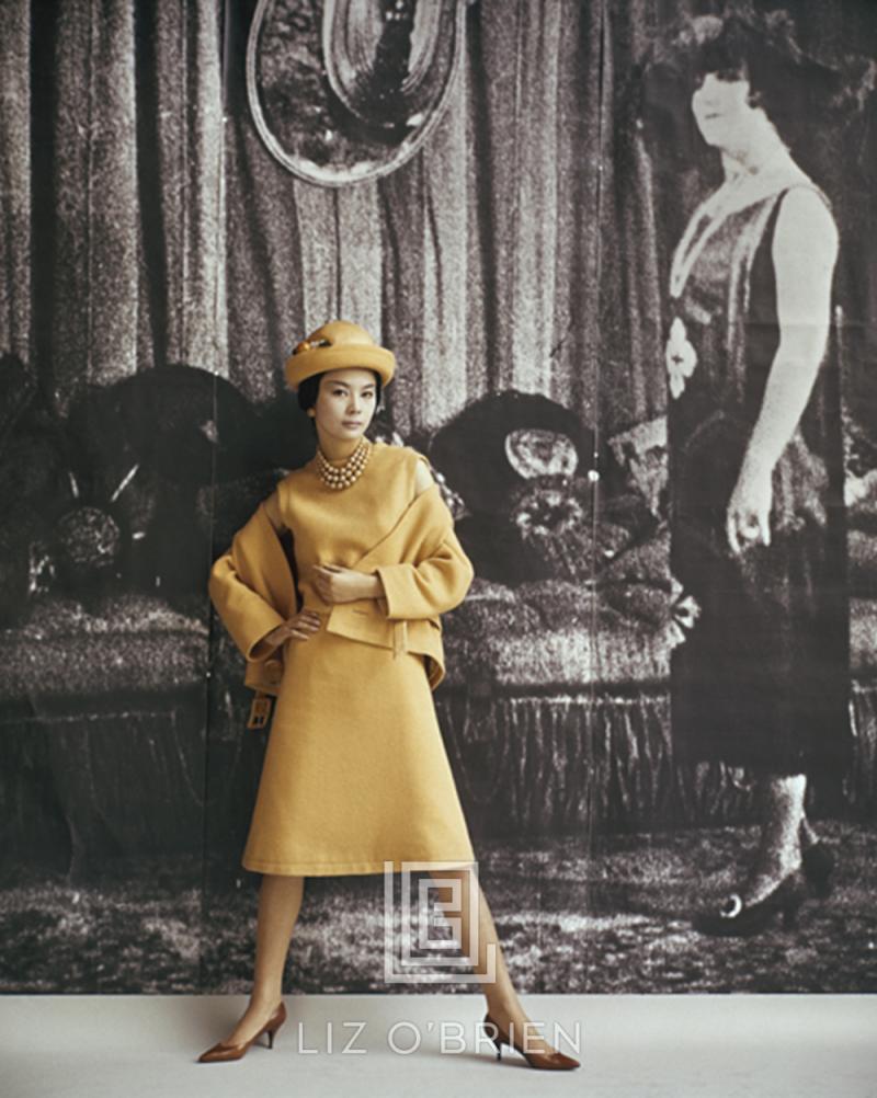 Mark Shaw 1920s Backdrop Yellow Amere Ensemble by Dior 1961