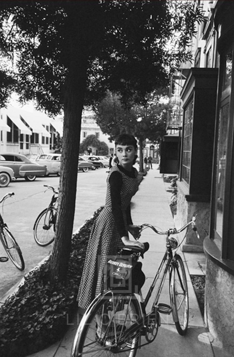 Mark Shaw Audrey Hepburn Bicycle Looks Left 1953