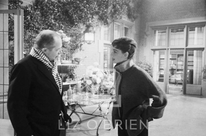 Mark Shaw Audrey Hepburn Converses with Man 1953