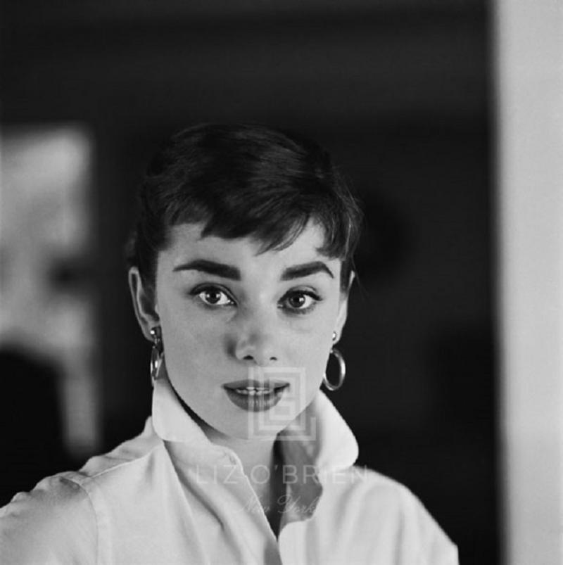 Mark Shaw Audrey Hepburn White Shirt Portrait Lips Parted 1954