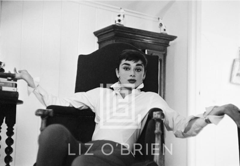 Mark Shaw Audrey Hepburn White Shirt Seated 1953