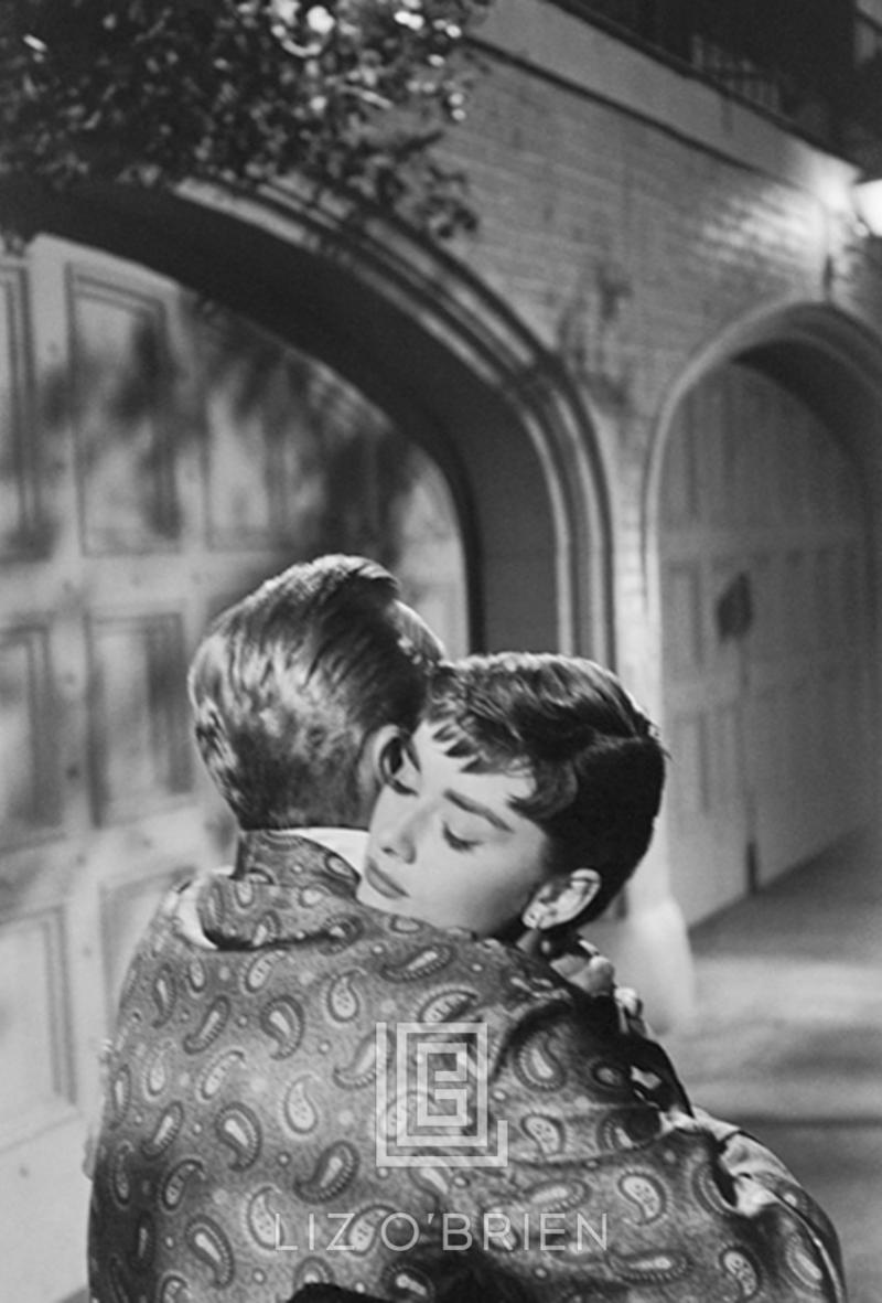 Mark Shaw Audrey Hepburn and William Holden on Set of Sabrina Embrace 1953