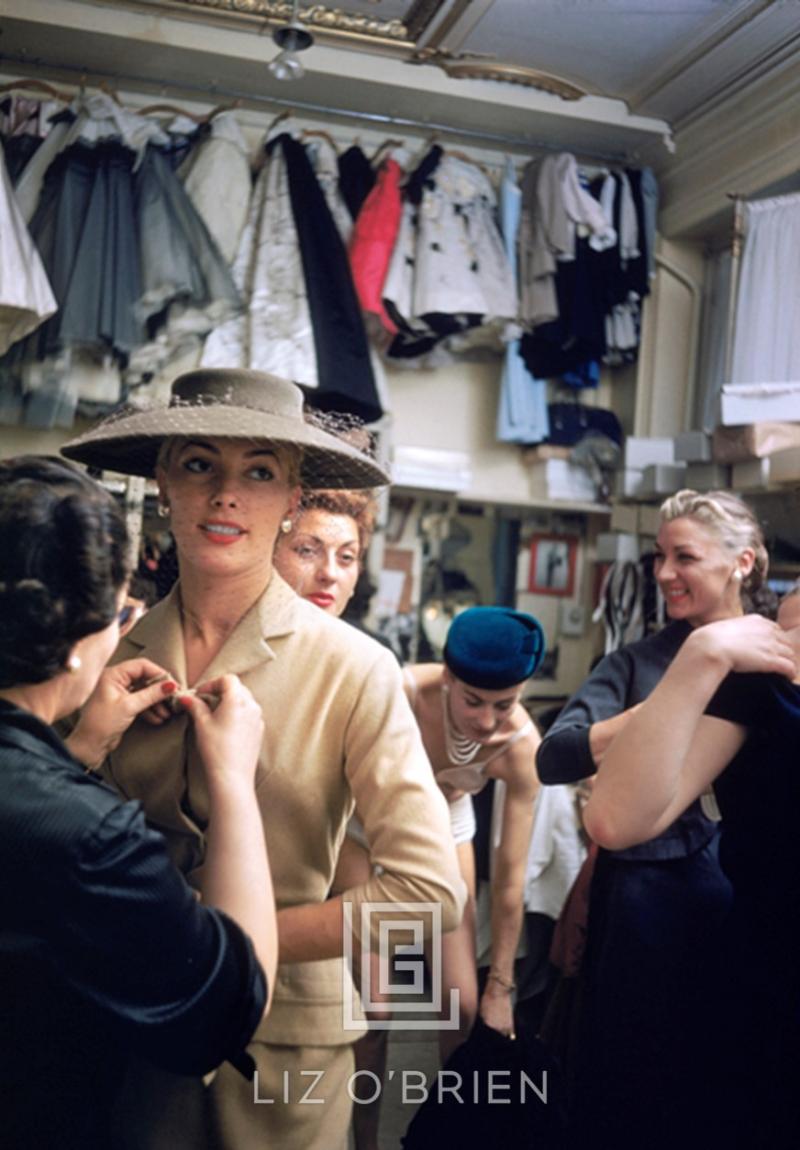 Mark Shaw Backstage Balmain Beige Suit 1954