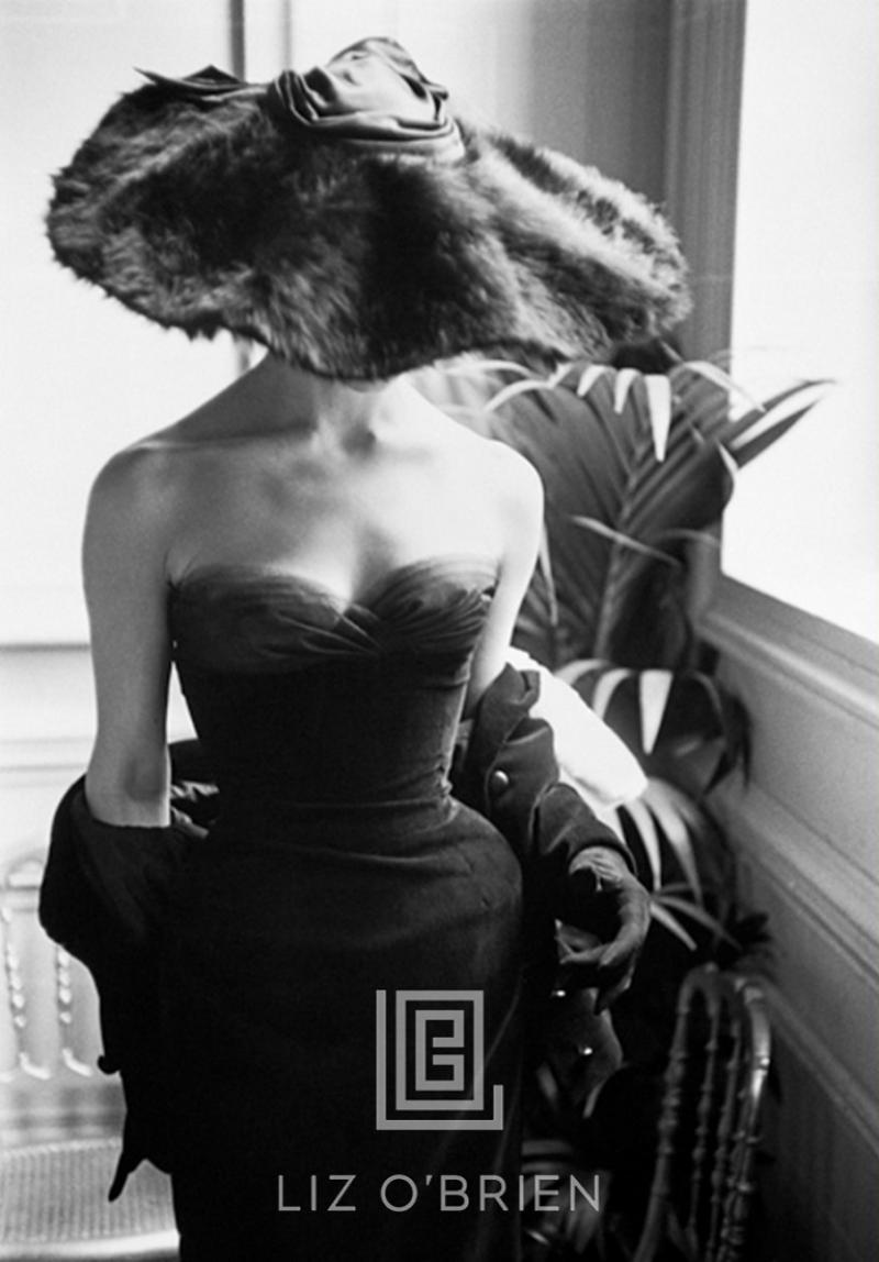 Mark Shaw Dior Gown with Fur Hat Paris 1954