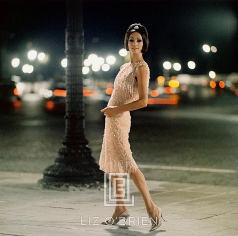Mark Shaw Dior Model in Peach Sequins Ciel de Feu 1961