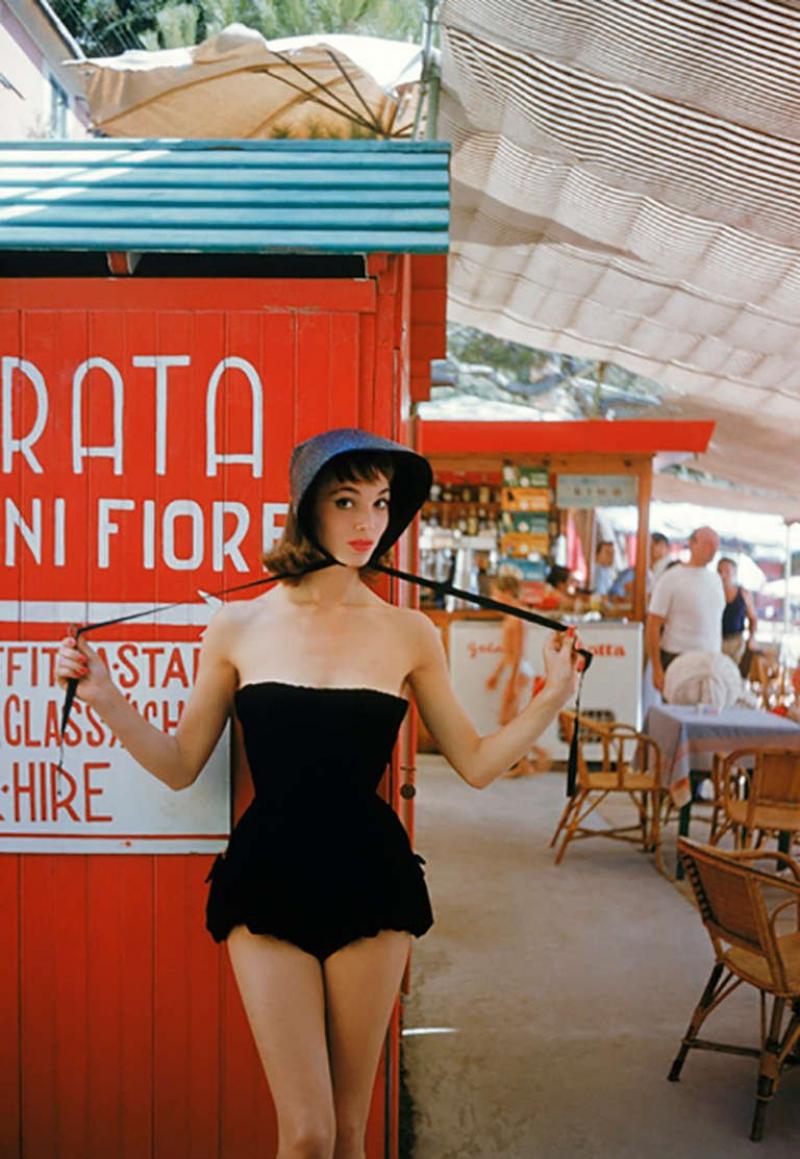 Mark Shaw Elsa Martinelli in Black Romper at Portofino