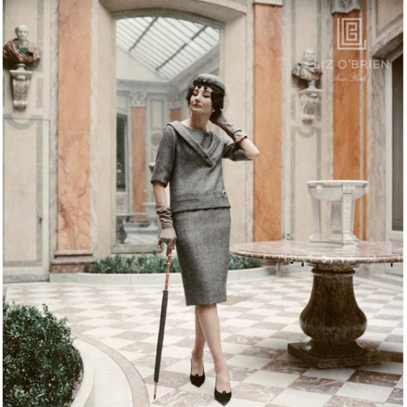 Mark Shaw Jacqueline de Ribes in Gray Dior Suit