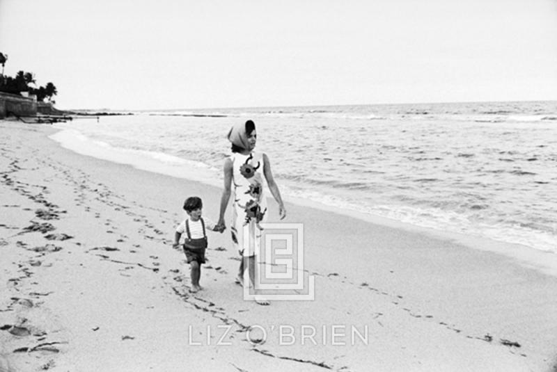 Mark Shaw Kennedy Jackie and John Jr Walking on the Beach 1963