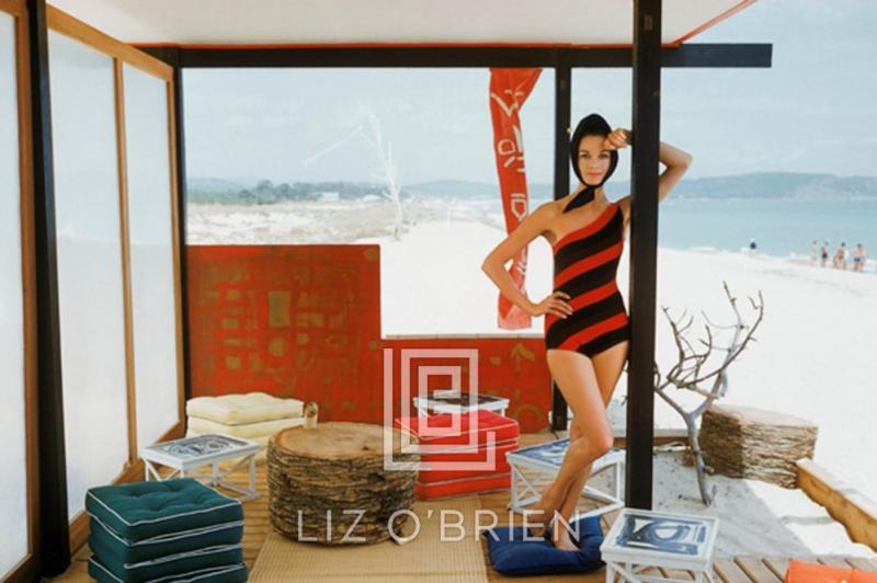 Mark Shaw One Shouldered Maillot in St Tropez Beach Cabana 1961