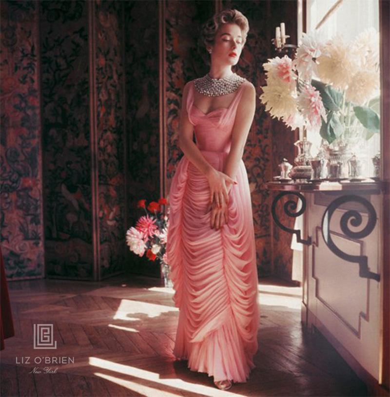 Mark Shaw Viky Reynaud in Chiffon Dress With Dahlias