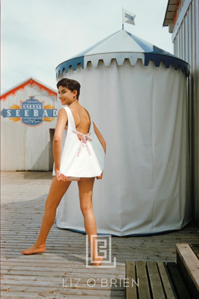 Mark Shaw White Bathing Costume by Becker on Austrian Beach 1956
