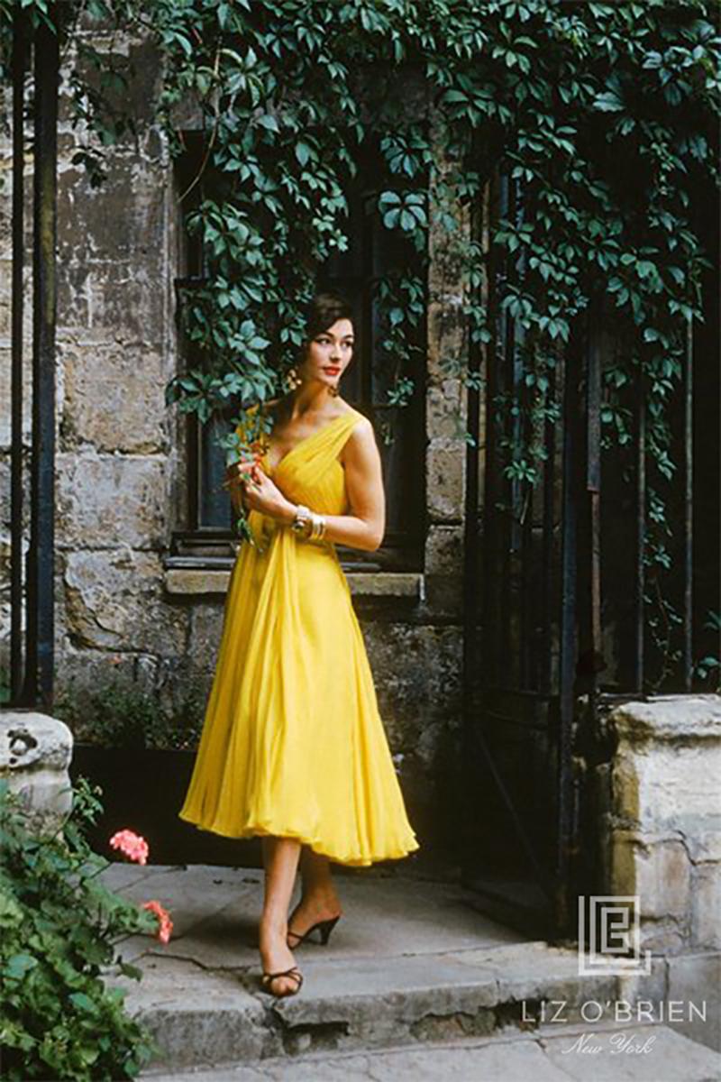Mark Shaw Yellow Chiffon in a Courtyard in the Passage du Commerce Saint Andre
