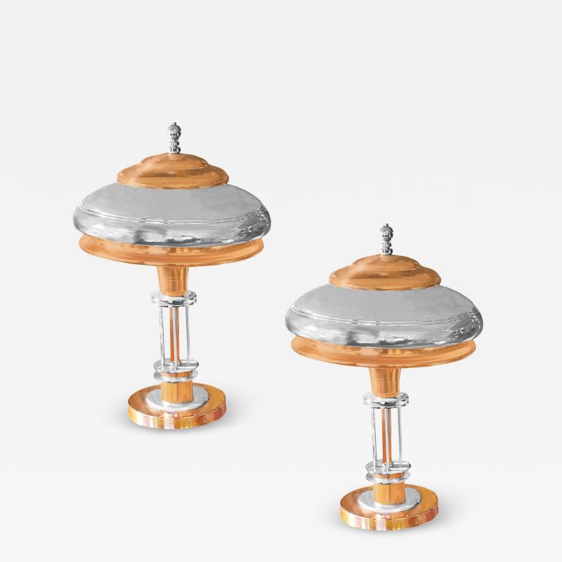 Markel Company Pair of Streamline Art Deco Lampe by Markel 1930s