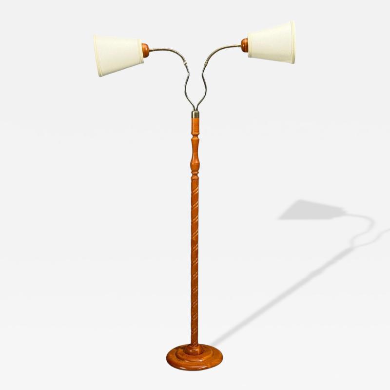 Marksl jd Floor Lamp Light Wood Metal Fabric Sweden 1990s