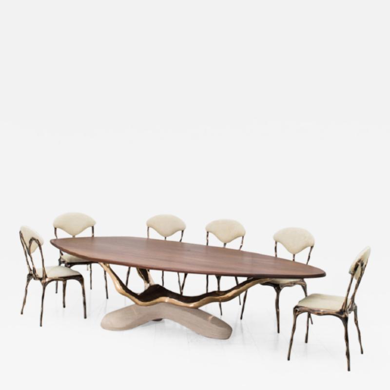 Markus Haase Markus Haase Bronze Walnut and Limestone Dining Table USA 2018