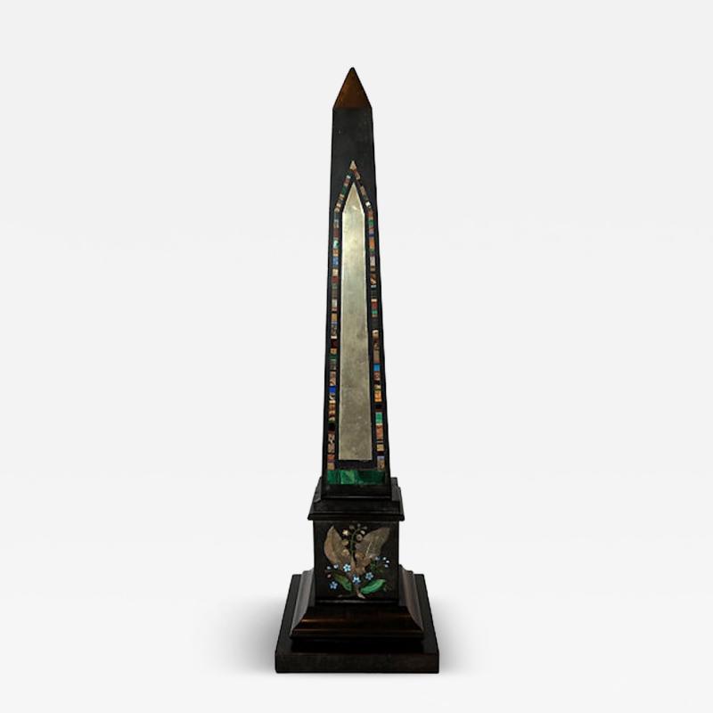 Marmo Negro and Specimen Marble Grand Tour Obelisk 19th Century