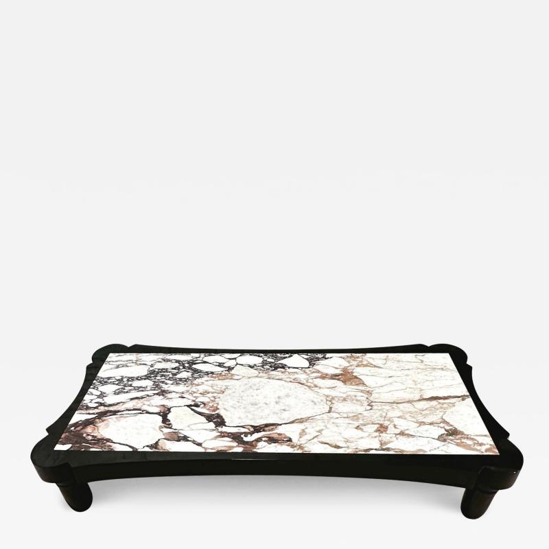 Marquina Marble Coffee Table by Edith Norton Signed Plate 1970