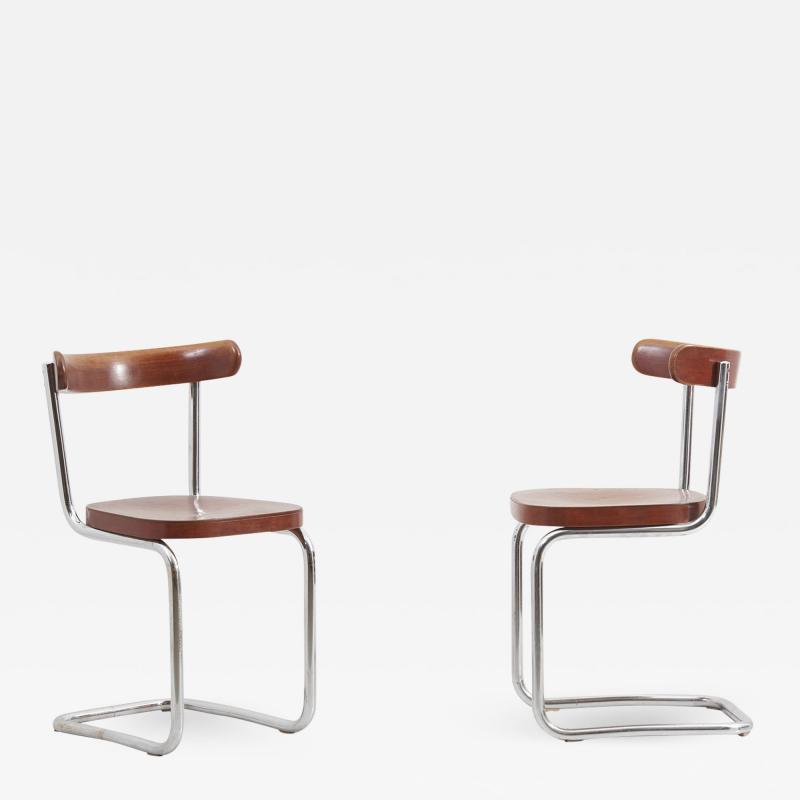 Mart Stam Pair of Chairs by Mart Stam for M cke Melder Under License from Thonet 1930s