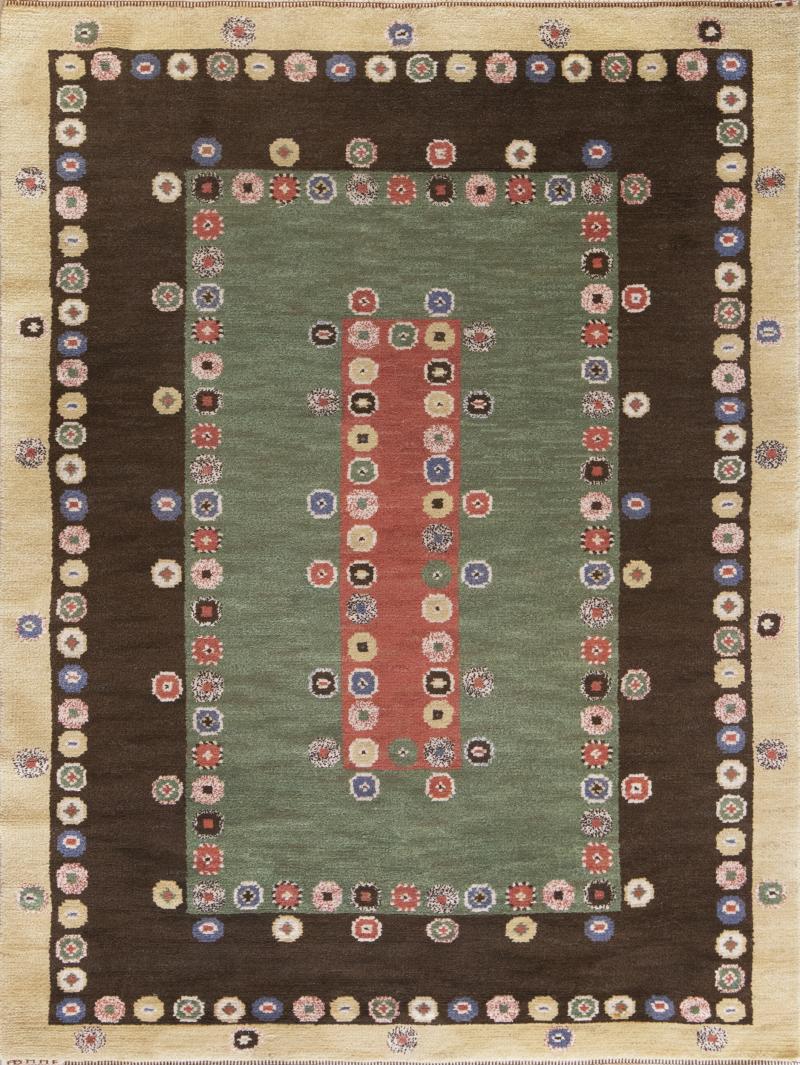 Marta Maas Fjetterstrom Mid 20th Century Handwoven Wool Swedish Rug