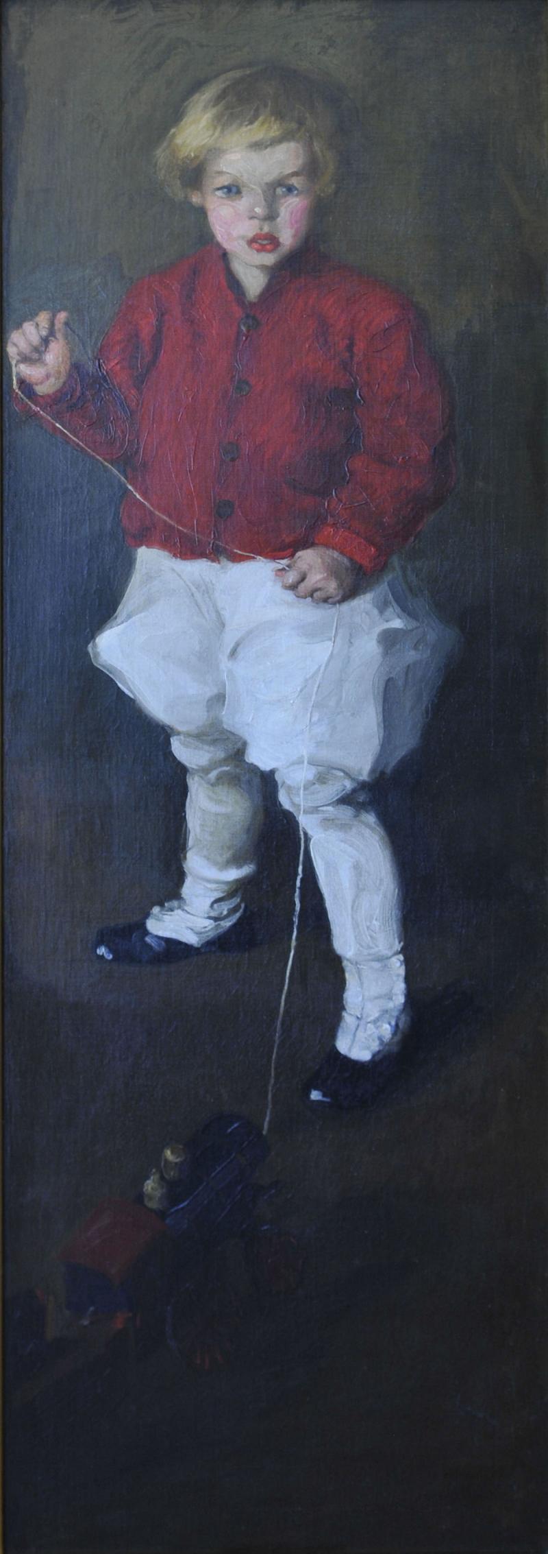 Martha Walter Portrait of Young Boy His Toy Train