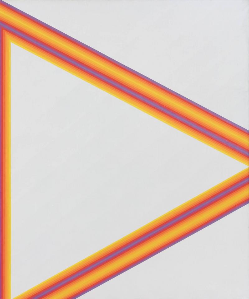 Martin Canin Untitled Historic Yellow and Orange Geometric Abstract Oil Painting