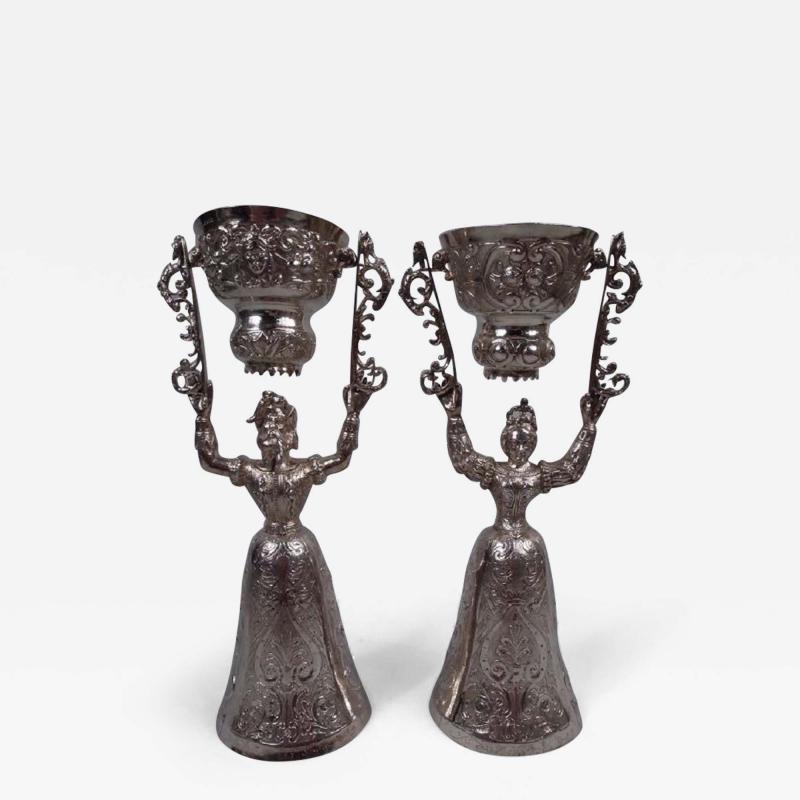 Martin Sugar Pair of Antique Neresheimer German Silver King Queen Wedding Cups