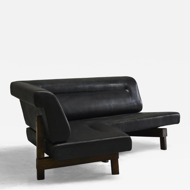 Martin Visser Martin Visser One Off Boomerang Sofa in Solid Weng Black Leather Netherlands
