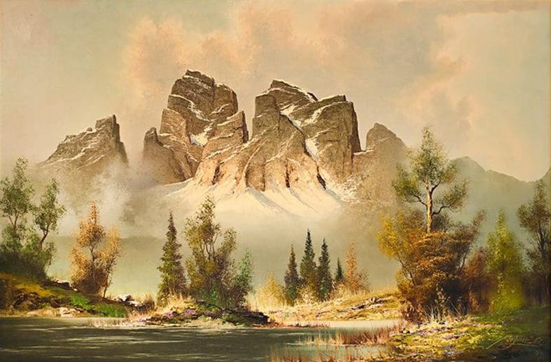 Martin Wijmer Martin Wijmer Landscape Misty Peaks Oil on Canvas