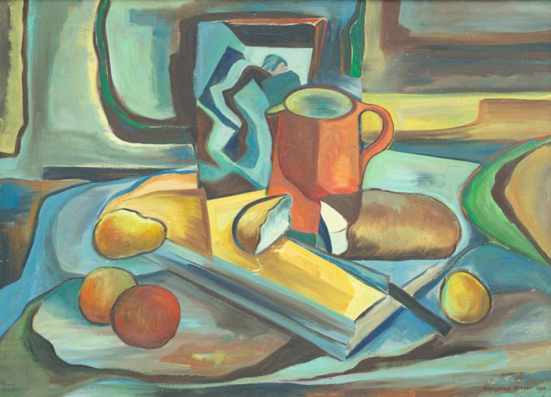 Mary Anne Meyer MARY ANNE MEYER LARGE CUBIST OIL PAINTING 1948