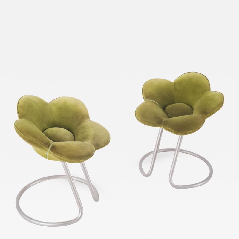 Masanori Umeda Edra Soshun Low Stools in Green Velvet by Masanori Umeda 1990s