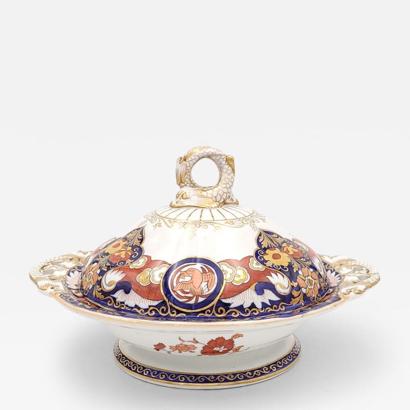Masons Ironstone Fence and Vase Covered Vegetable Dish England Circa 1830s 