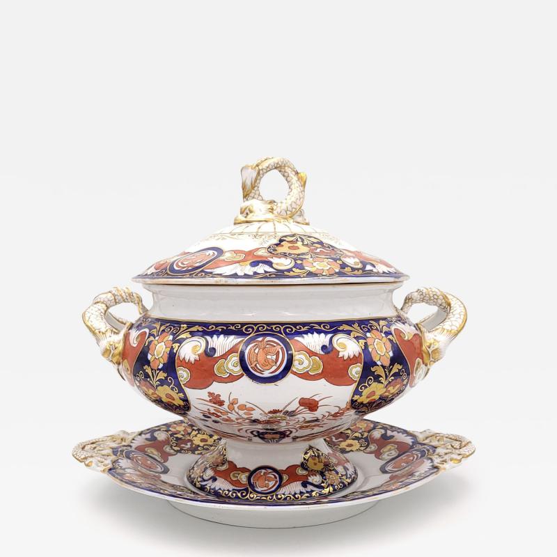Masons Ironstone Fence and Vase Soup Tureen and Underplate England circa 183