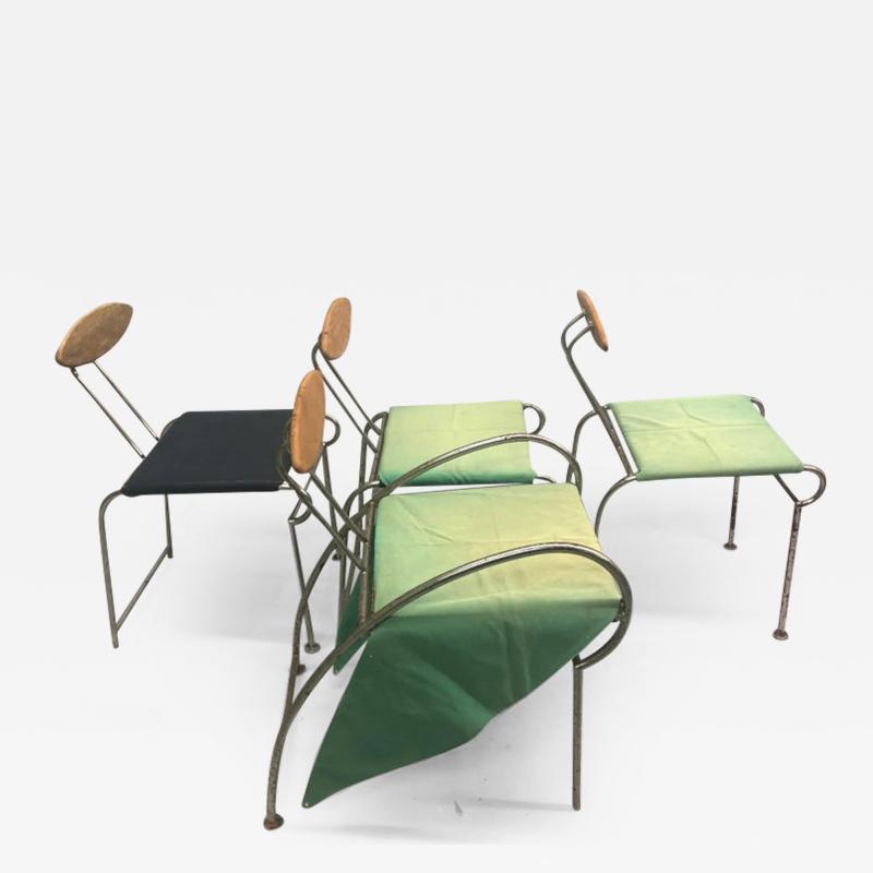Massimo Iosa Ghini Set of 4 Italian Post Modern Memphis Dining Chairs by Massimo Iosa Ghini