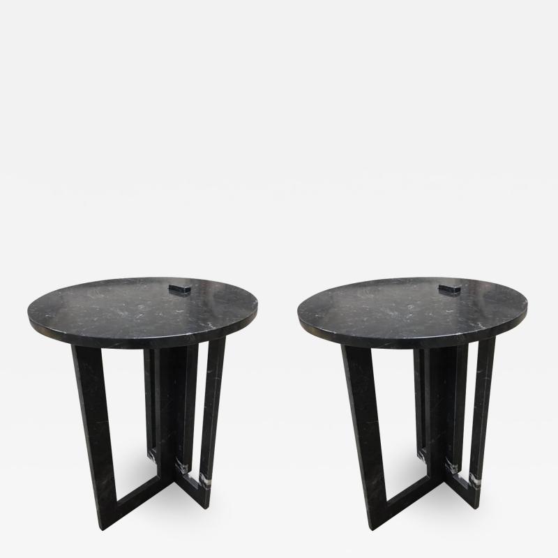 Massimo Mangiardi Pair of Italian Modern Black Marble Side Tables by Massimo Mangiardi