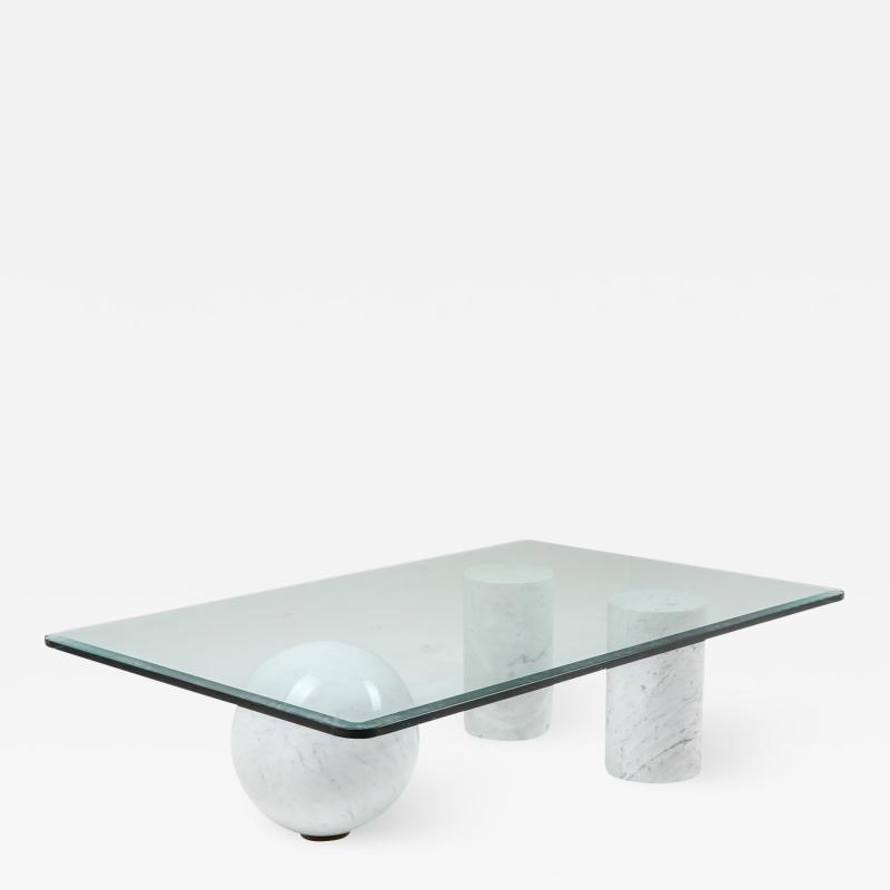 Massimo Vignelli Italian White Marble Coffee Table by Massimo Vignelli 1970s