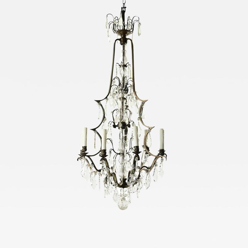 Massive French Brass Crystal Chandelier