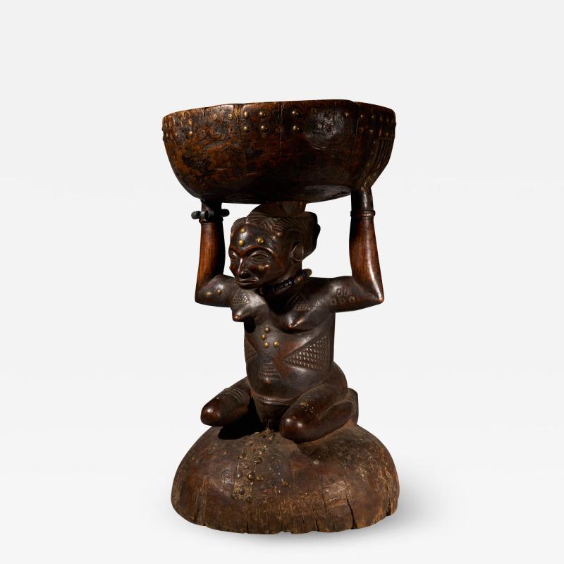 Massive and Robust Zela Caryatide Stool held by a Female sculpture