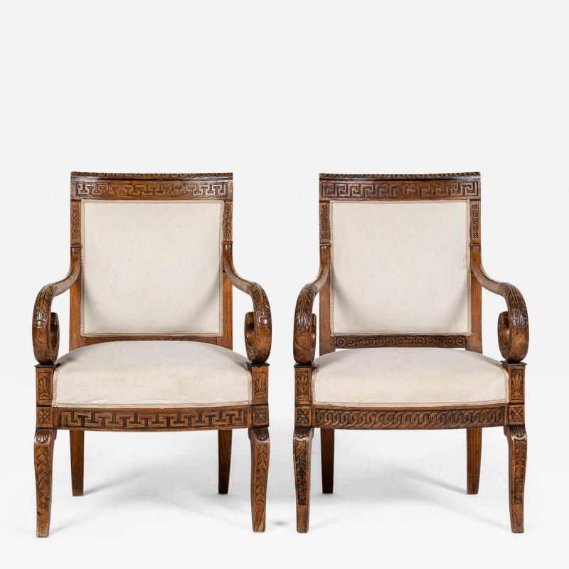 Matched Pair of 19th Century French Carved Wood Chairs