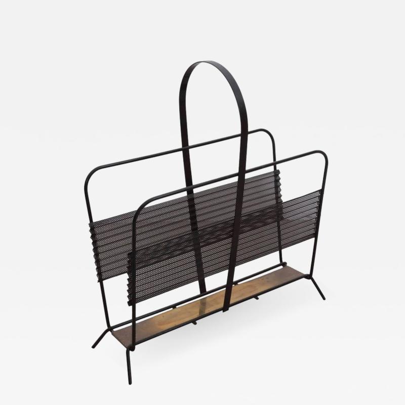Mathieu Mat got Mathieu Mat got Magazine Racks or Stand or Tray in Black and Brass France 1950s