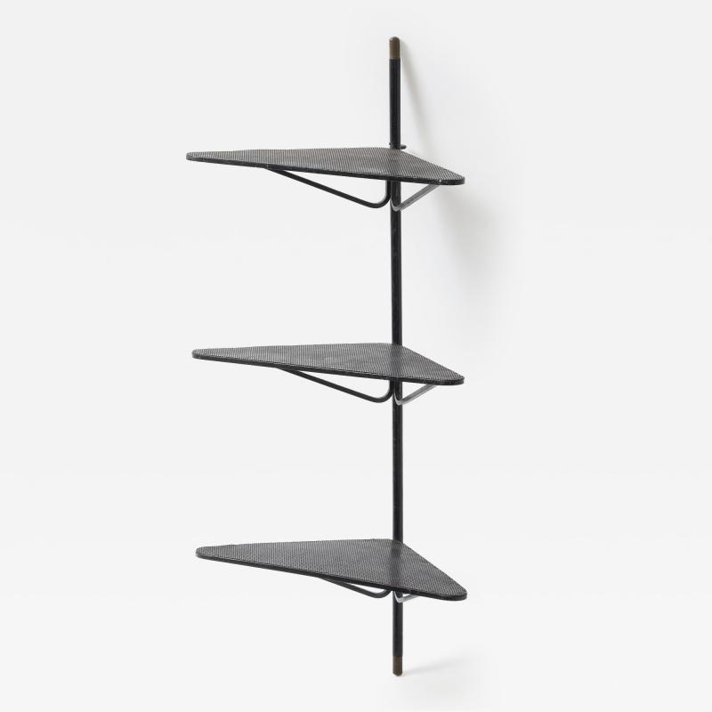 Mathieu Mat got Mathieu Mat got Triangular Metal Brass Tip Perforated Shelf France c 1952