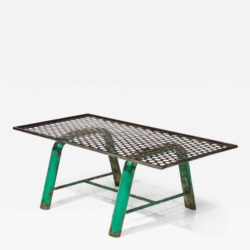 Mathieu Mat got Steel and Lacquer Perforated Metal Coffee Table France c 1950