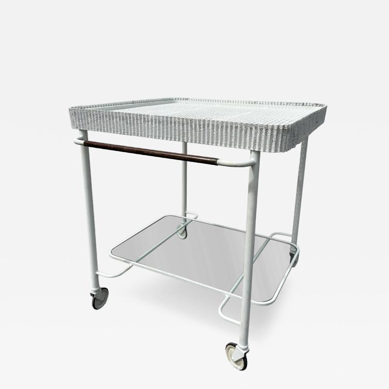 Mathieu Mat got Vintage Mathieu Mat got Perforated Metal Design Rolling Bar Cart