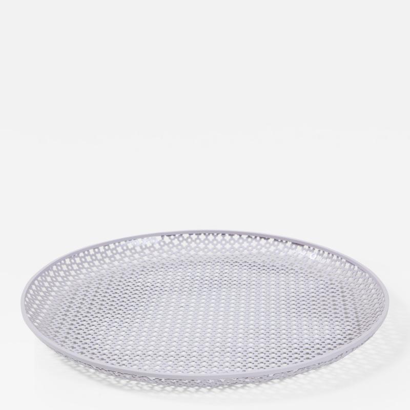 Mathieu Mat got White Round Perforated Metal Tray by Mathieu Mategot