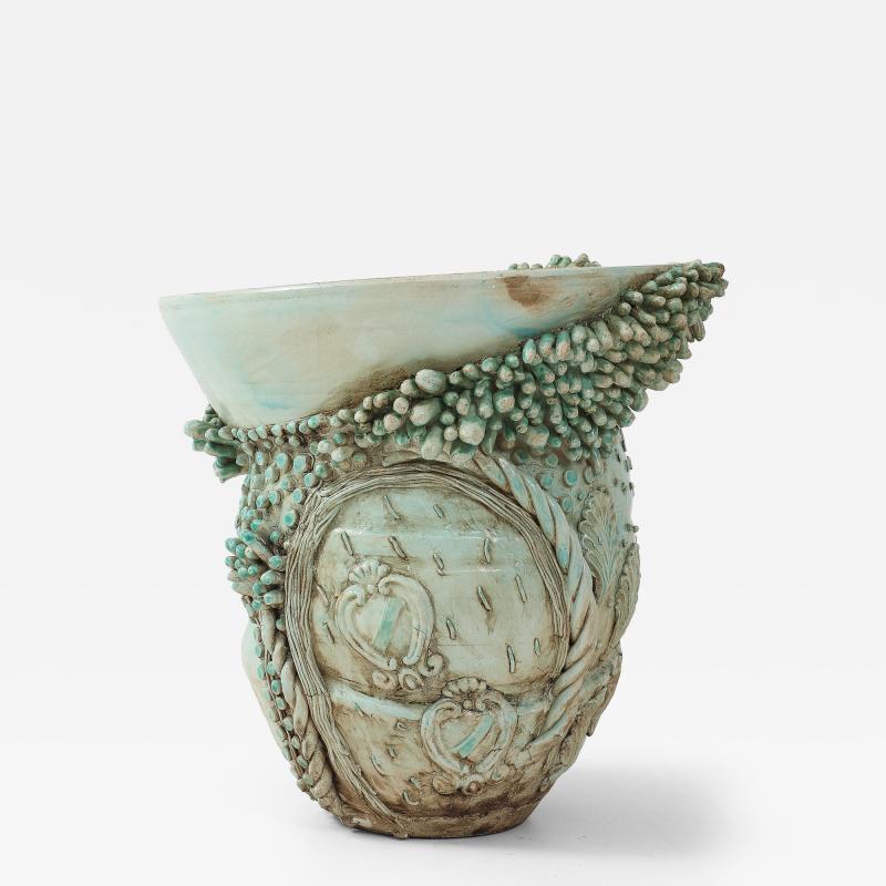 Matteo Giampaglia Sculptural Soft Green Glazed Pallini Vase by Matteo Giampaglia Italy 2023