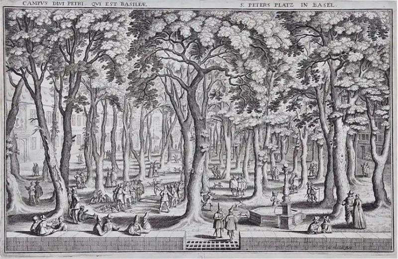 Matth us Merian the Elder St Peters Square in Basel 17th Century Engraving by Matth us Merian