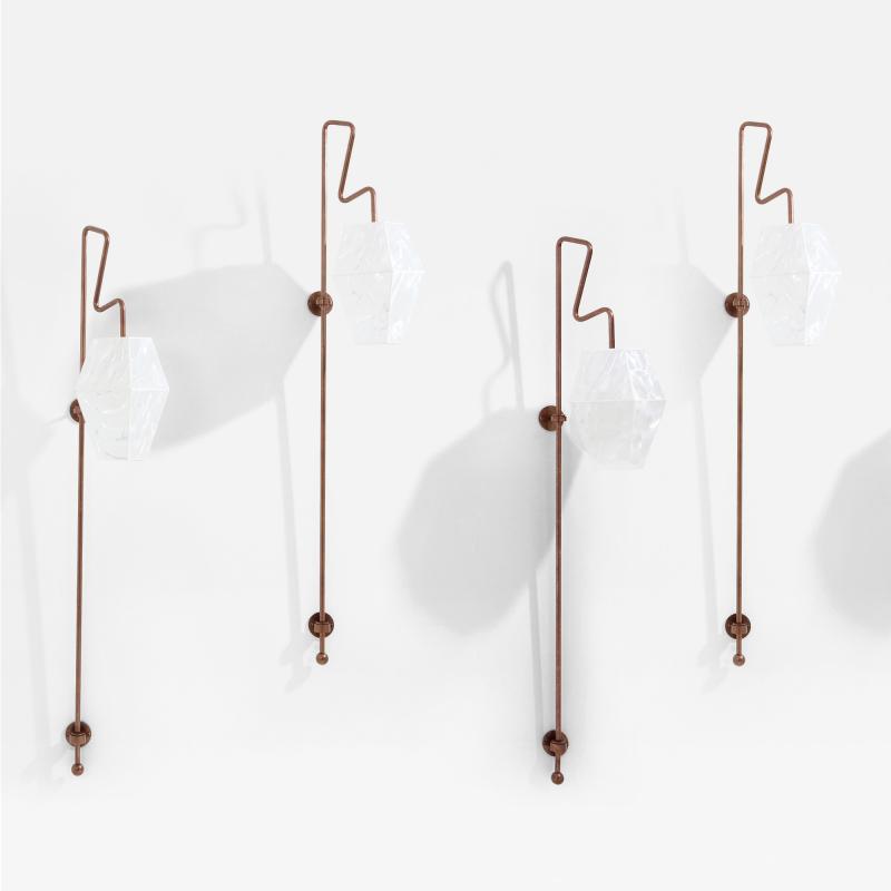 Mattia Bonetti Mattia Bonetti pair of tall patinated metal wall lights sconces 2009