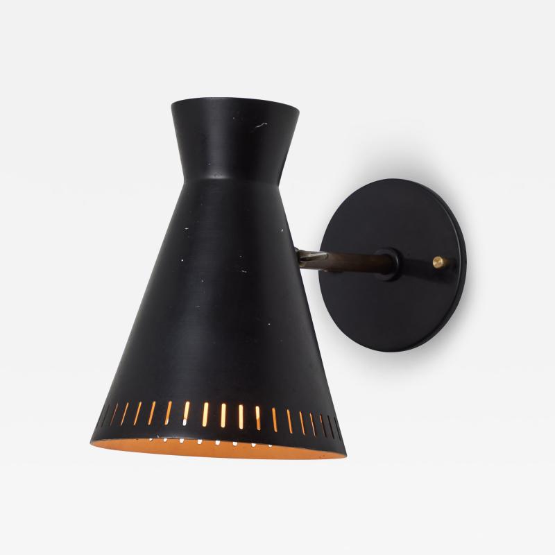 Mauri Almari 1950s Perforated Black Metal Diabolo Wall Lamp Attributed to Mauri Almari