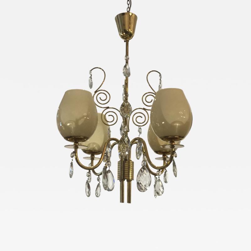 Mauri Almari Almari Mauri for Idman Brass and Glass Chandelier